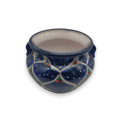 Blue Peacock Talavera Pot | Hand-Painted Mexican Ceramic