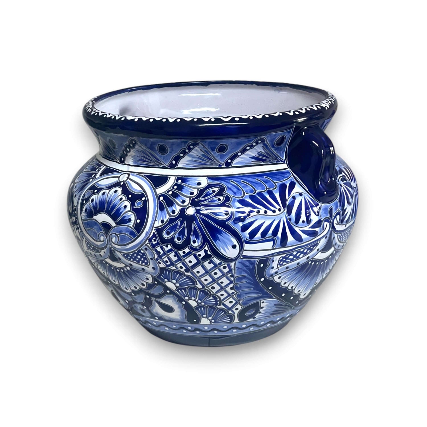 Handcrafted Talavera Planter | Blue &amp; White Flower Pot