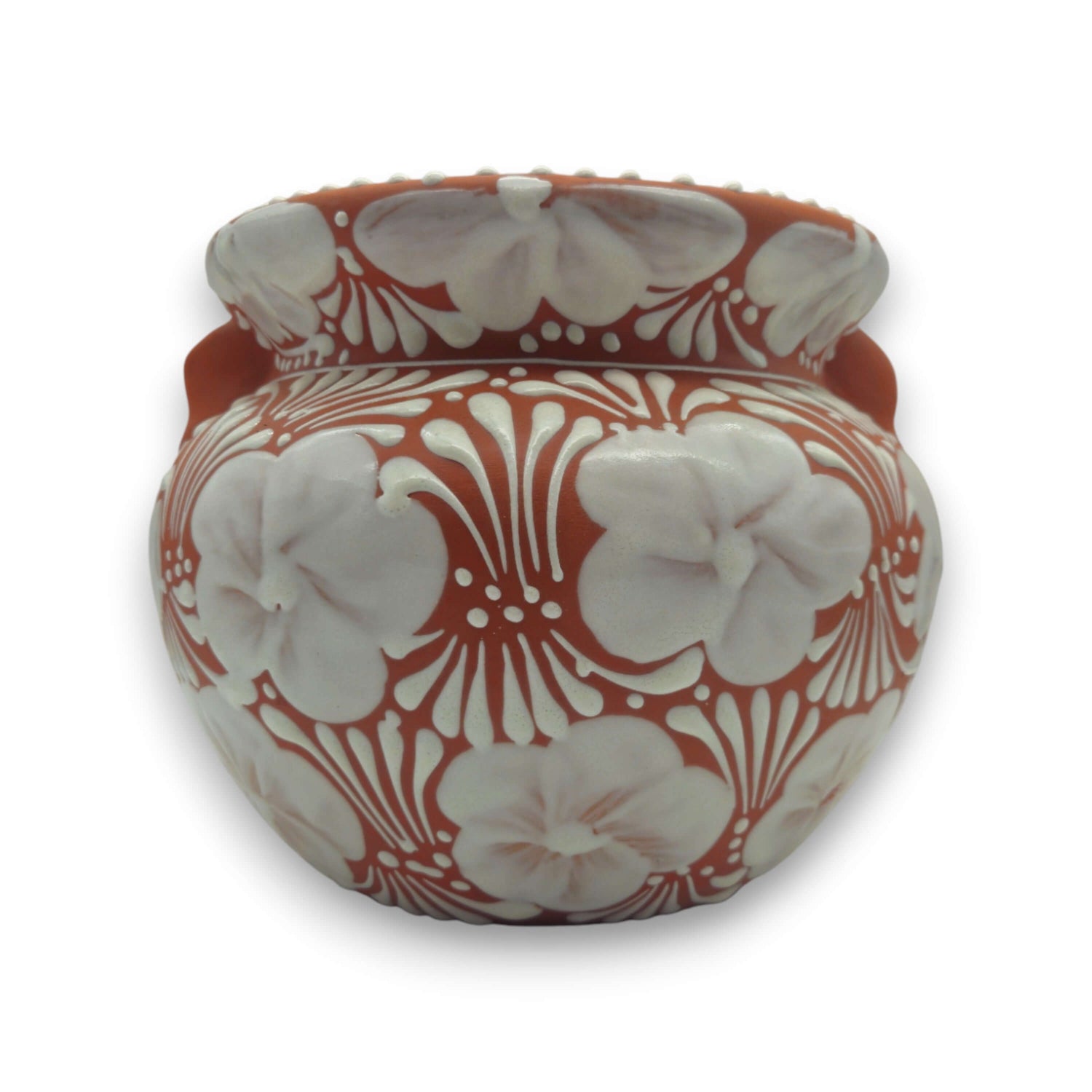 Handmade Talavera Flower Pot | Terracotta &amp; White Design