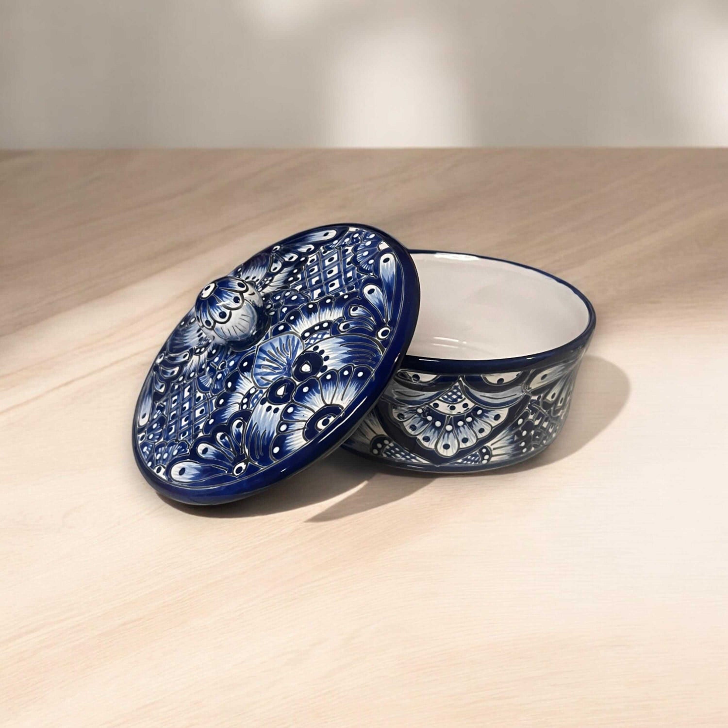 Blue &amp; White Talavera Tortilla Warmer | Handmade Mexican Kitchenware