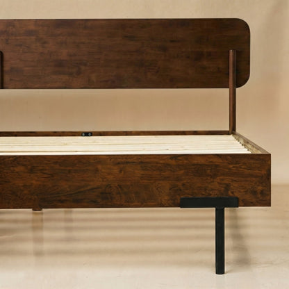 Frida Solid Wood Bed Frame in Caramel or Walnut