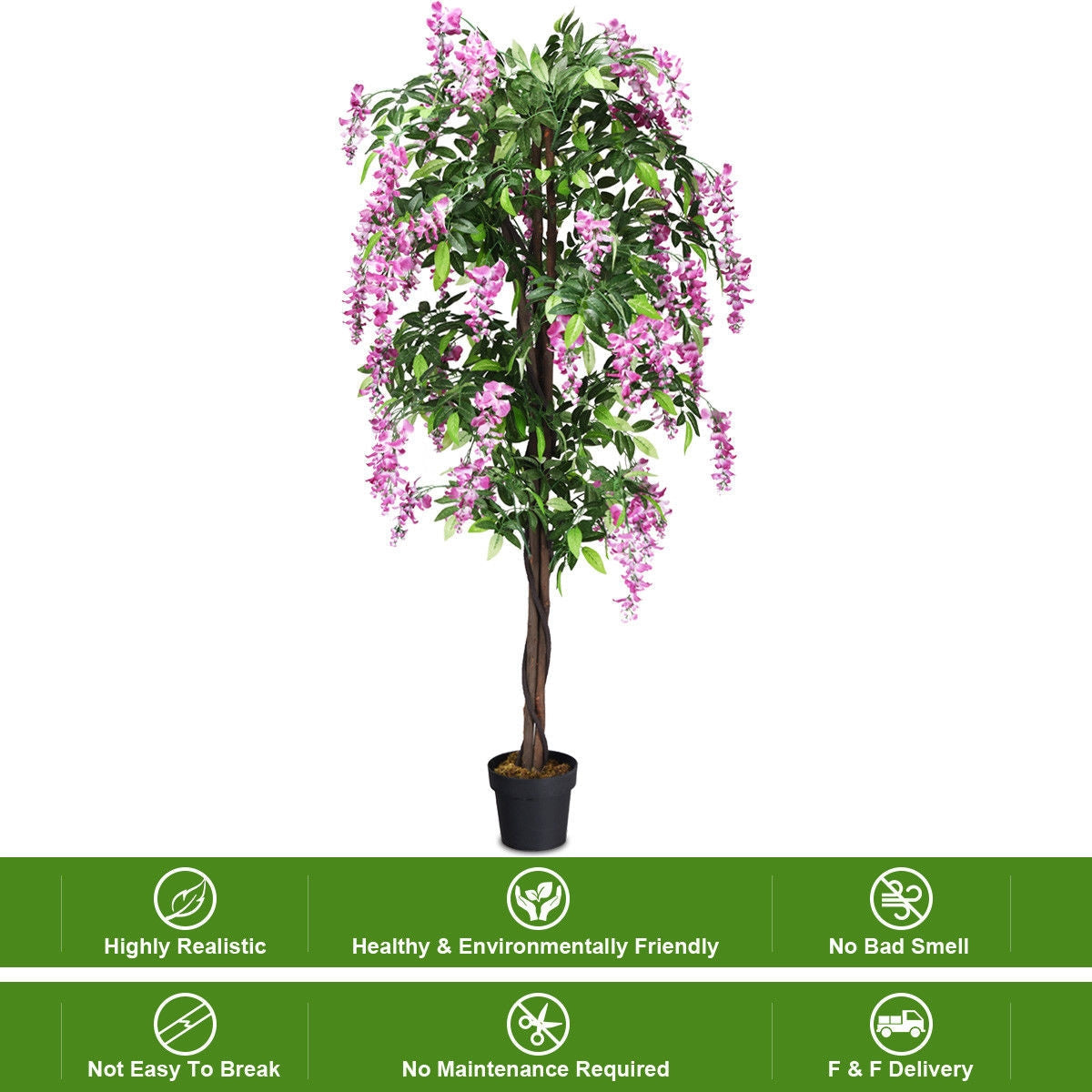 6-Ft Artificial Wisteria Indoor-Outdoor Tree
