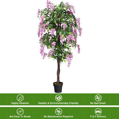 6-Ft Artificial Wisteria Indoor-Outdoor Tree