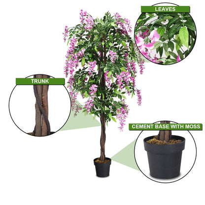 6-Ft Artificial Wisteria Indoor-Outdoor Tree