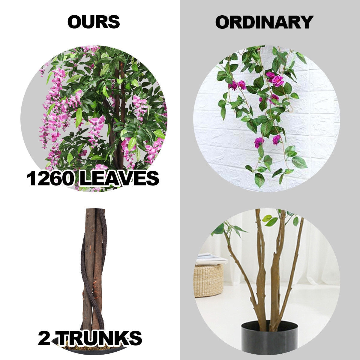 6-Ft Artificial Wisteria Indoor-Outdoor Tree