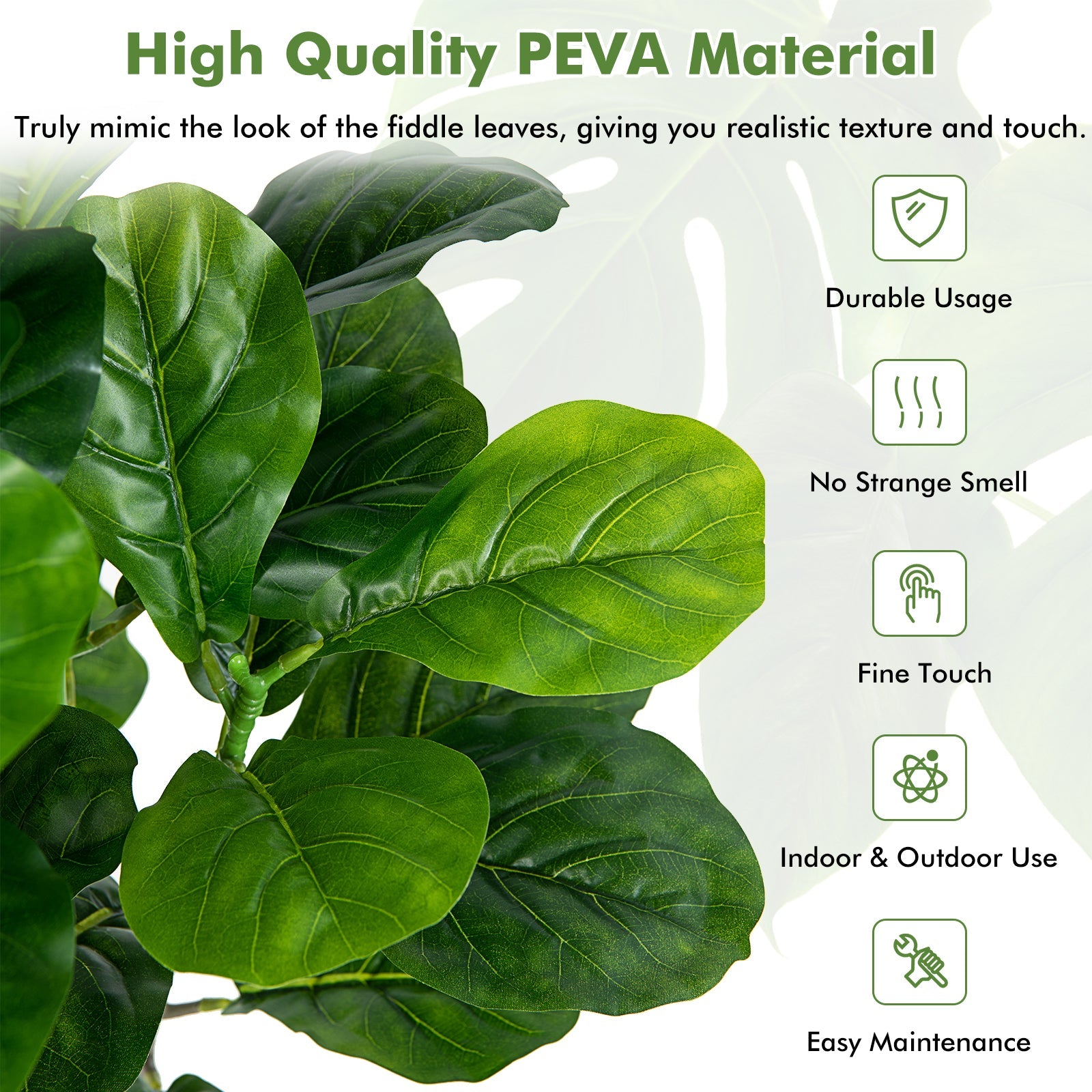 Set of 2 - 51 Inch Indoor/Outdoor Artificial Fiddle Leaf Fig Trees