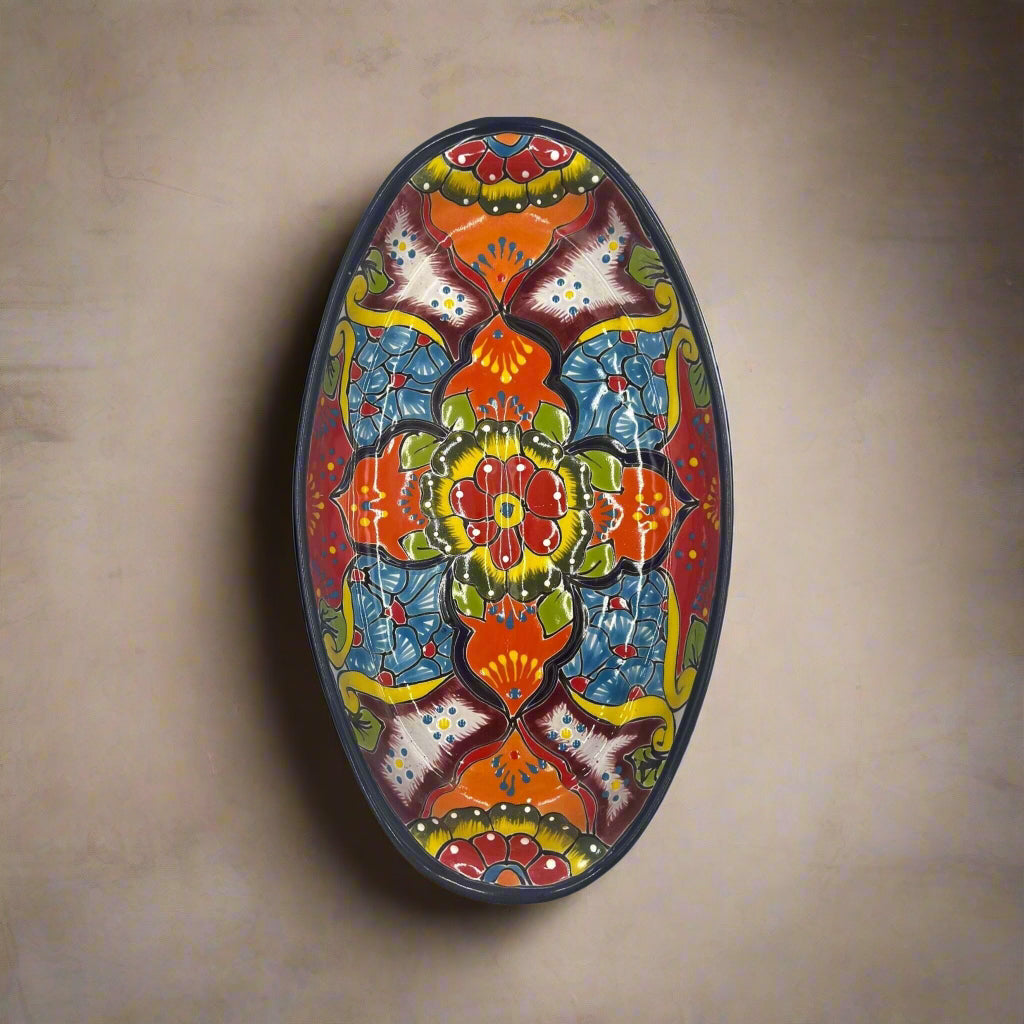 Extra Large Oval Talavera Platter | Hand-Painted Mexican Serving Dish