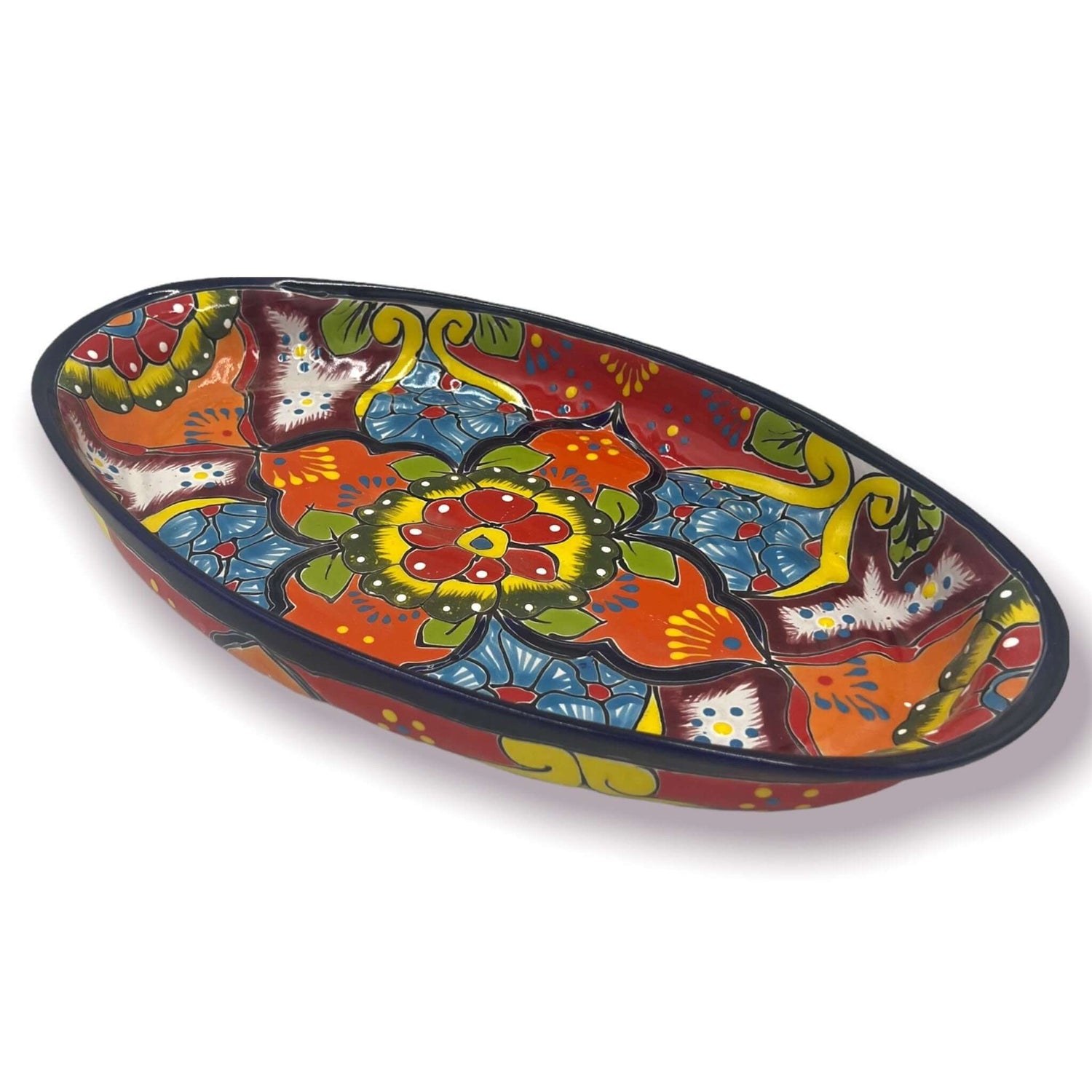 Extra Large Oval Talavera Platter | Hand-Painted Mexican Serving Dish