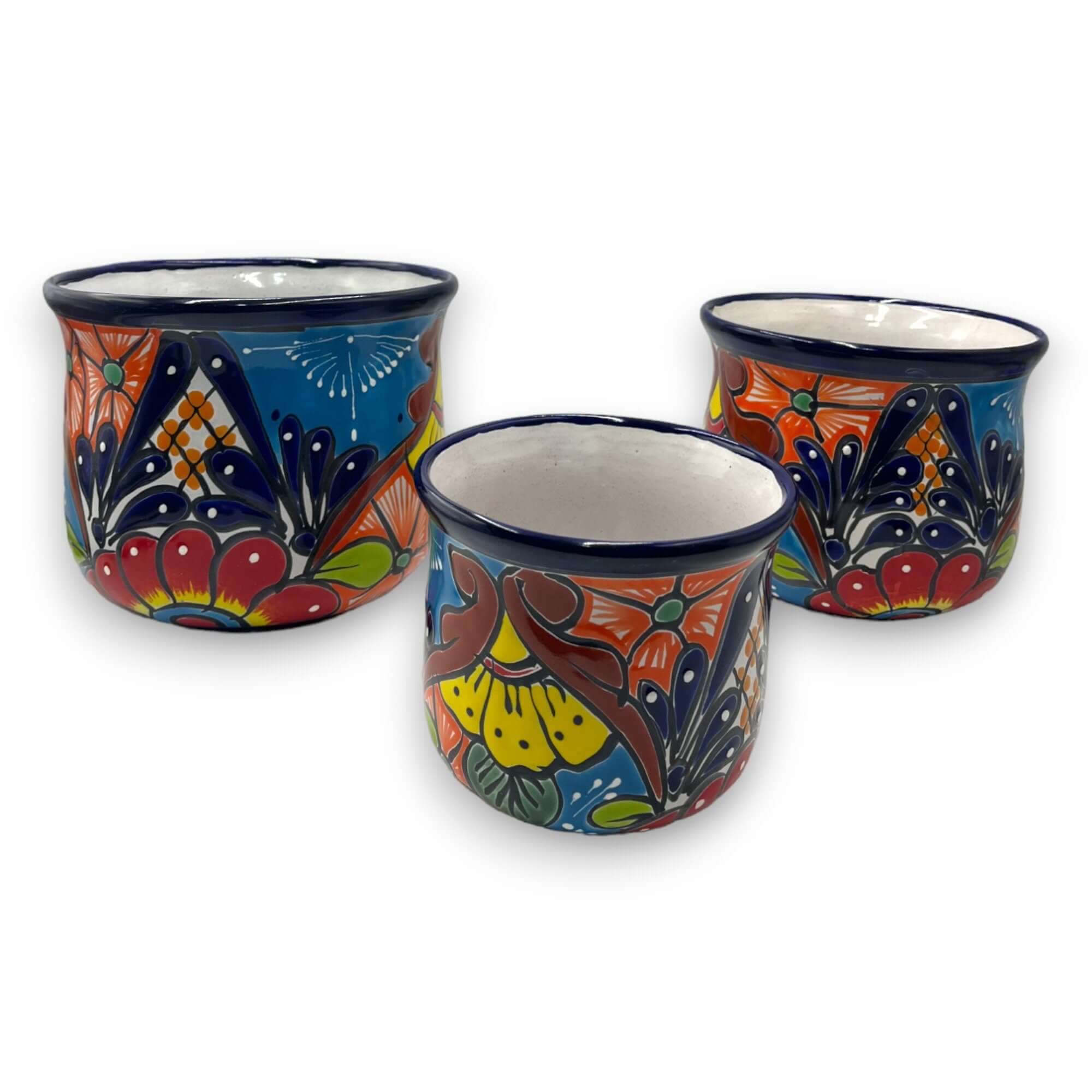 Set of 3 Talavera Hand-Painted Flower Pots
