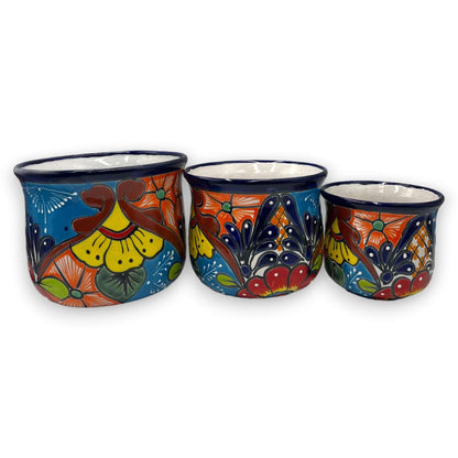 Set of 3 Talavera Hand-Painted Flower Pots
