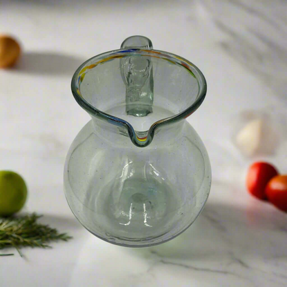 Mexican Hand-Blown Glass Pitcher | Confetti Rim