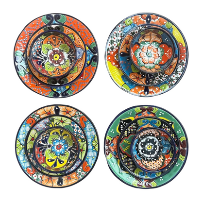 12-Piece Talavera Dinnerware Set | Mexican Ceramic Plates &amp; Bowls
