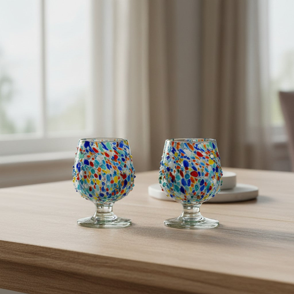 Confetti Rock Shot Glass | Handmade Mexican Cognac-Style Glass
