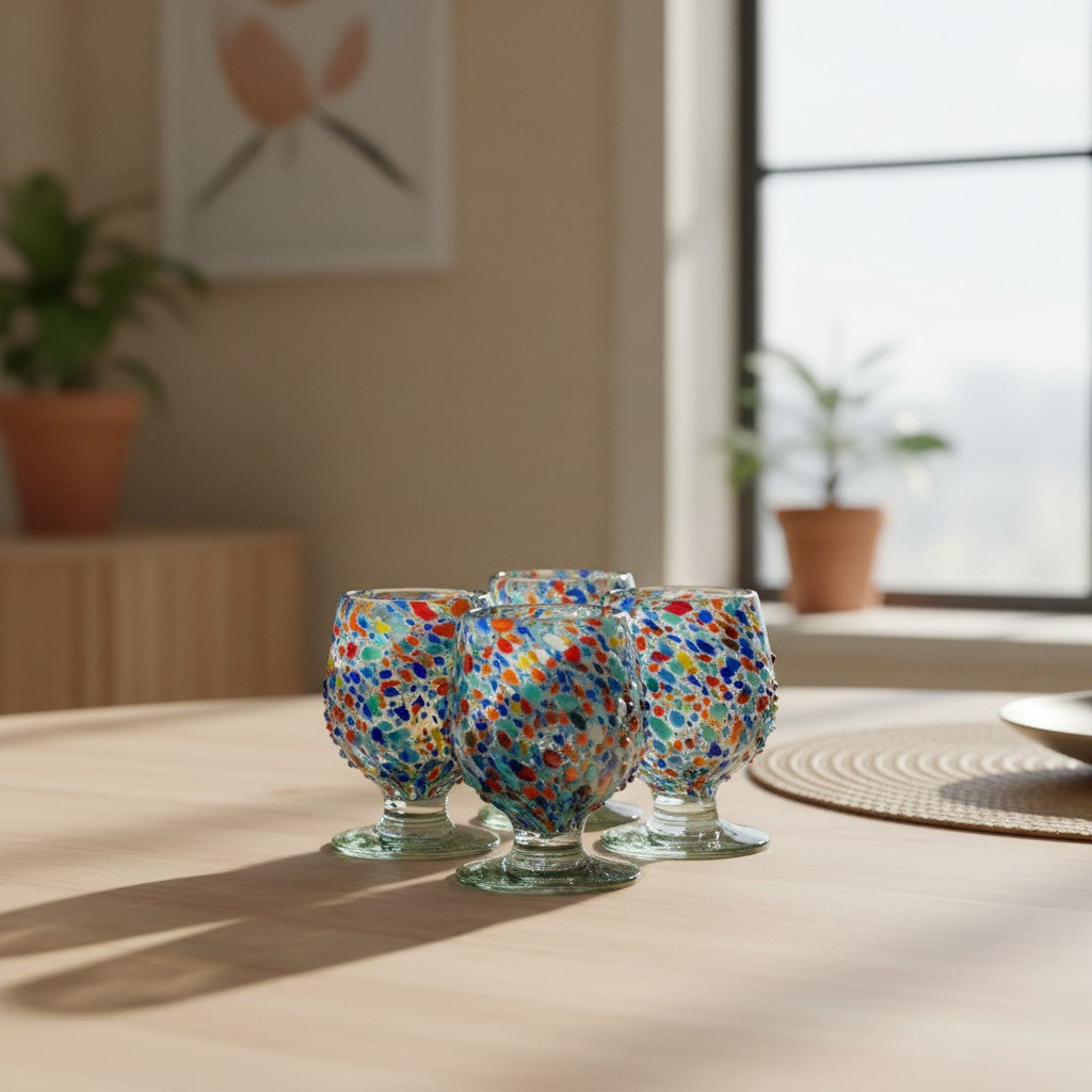 Confetti Rock Shot Glass | Handmade Mexican Cognac-Style Glass