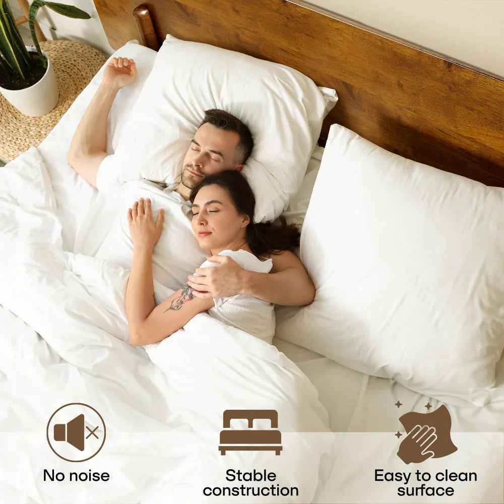Frida Solid Wood Bed Frame in Caramel or Walnut