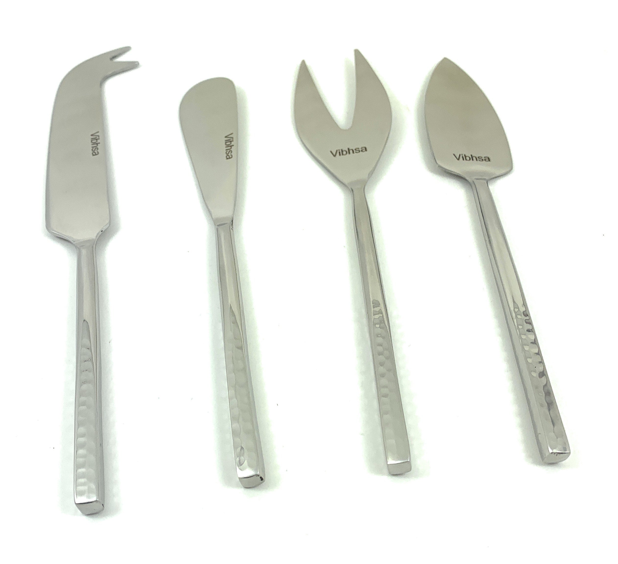 Set of 4 Stainless Steal Cheese Knives in Silver