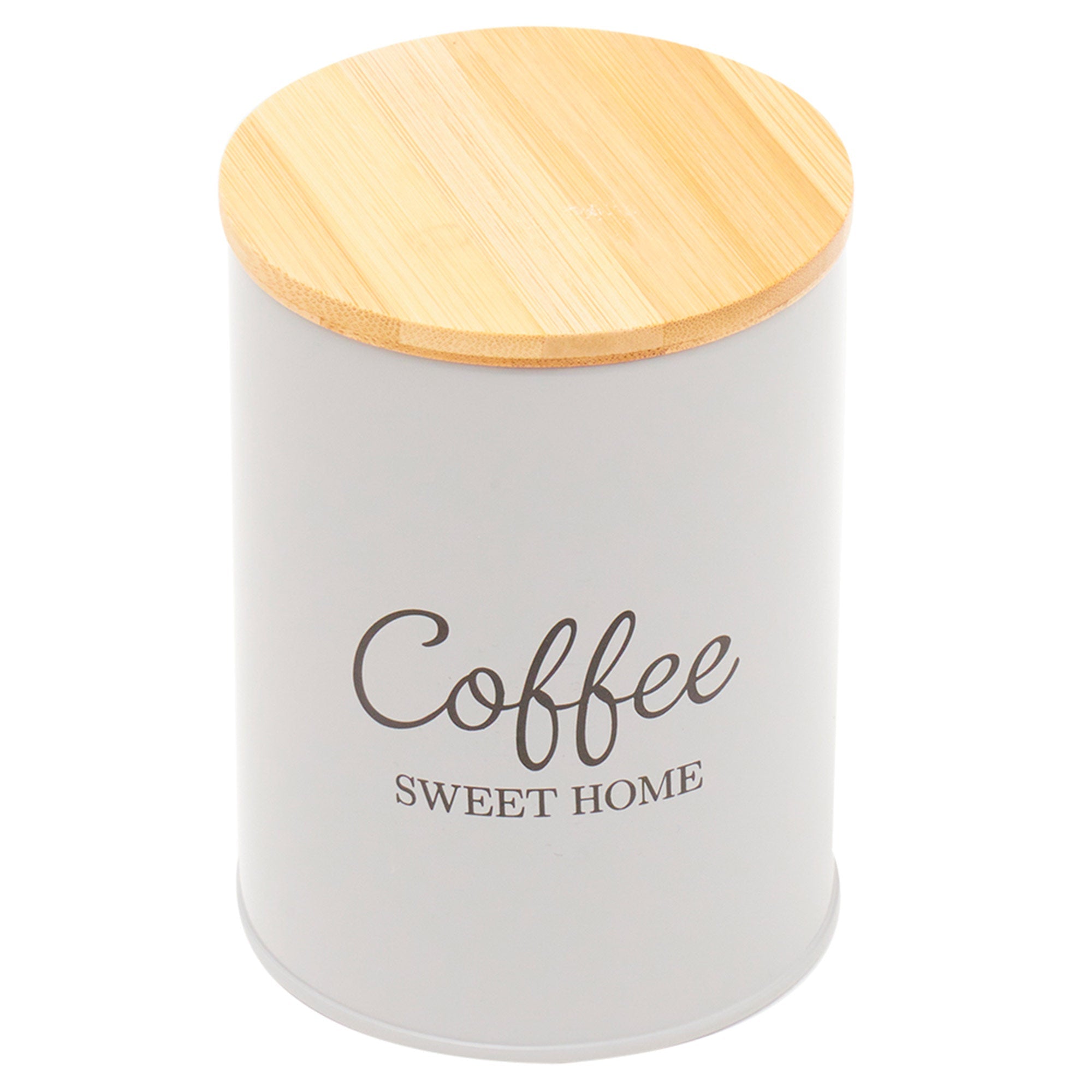 Tin Coffee Canister With Bamboo Top - Bonny Grey