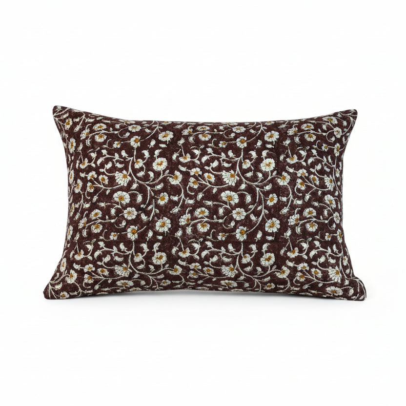 Inaya Linen Floral Pillow Cover - Ruby on White