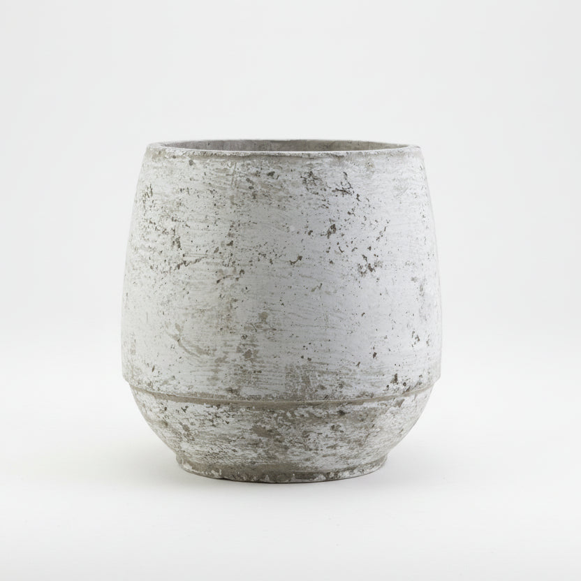 Janamuato White Geometric Cement Planter