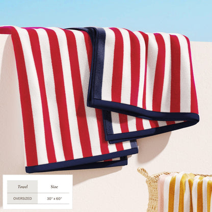 Oversized Striped Border Cabana Beach Towel - Santa Cruz
