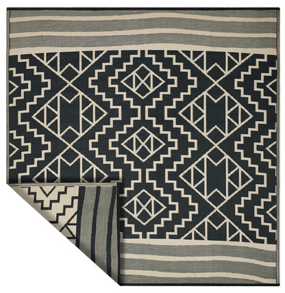 (SALE) Kilimanjaro - Black Reversible Outdoor Rug