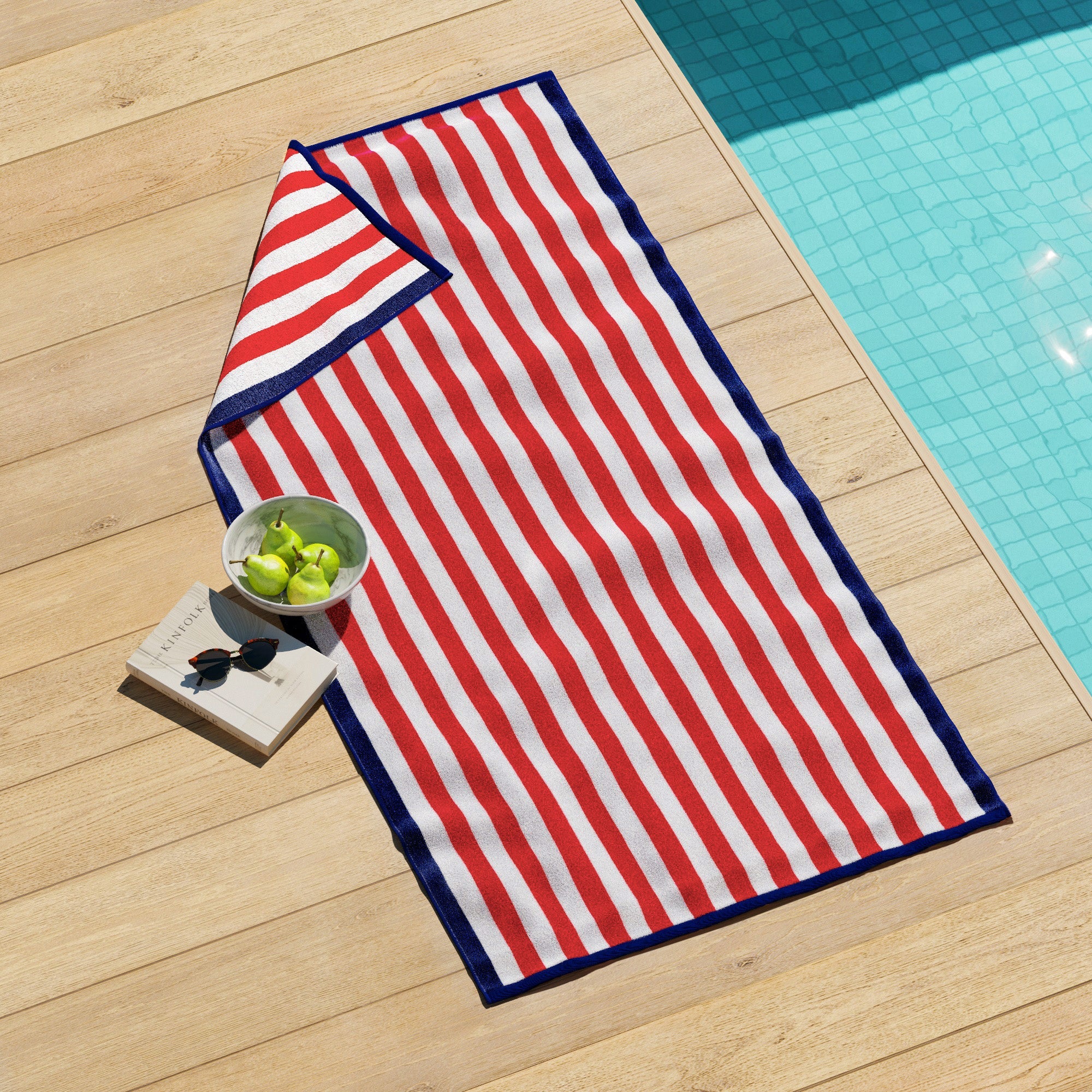 Oversized Striped Border Cabana Beach Towel - Santa Cruz