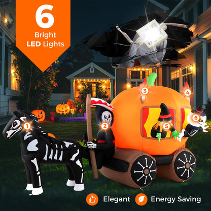 10.2 Ft Long Inflatable Halloween Carriage with Pumpkin and 2 Ghosts