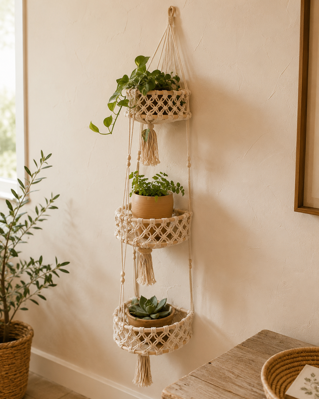 Macrame Hanging Wall Baskets