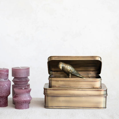 Antique Brass Boxes - Set of 2