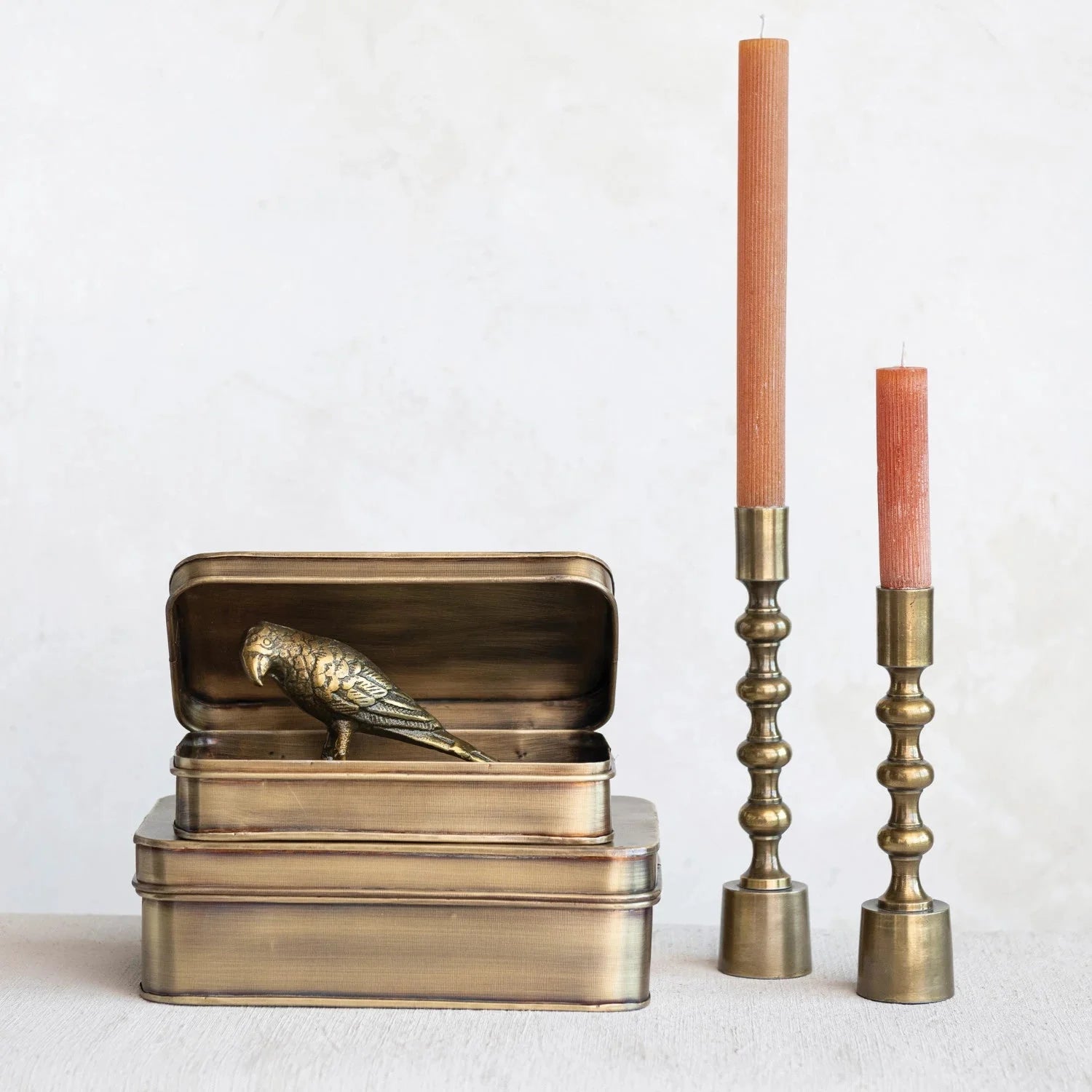 Antique Brass Boxes - Set of 2
