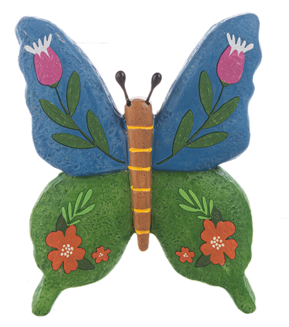 Botanical Butterfly Garden Painted Art Rock