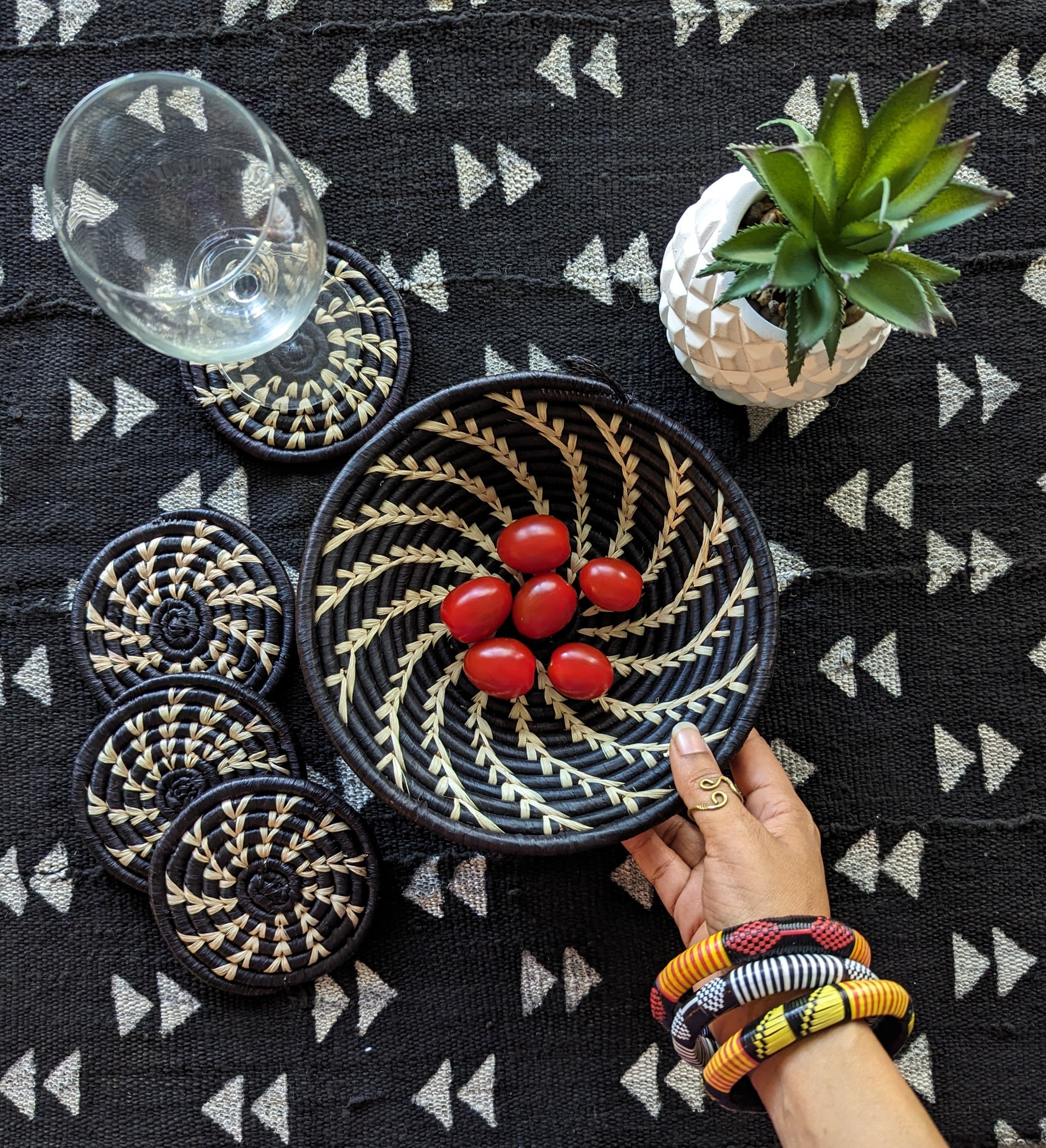 Small Woven Raffia African Baskets - Multiple Colors