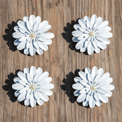 Set of 4 White Floral Napkin Rings