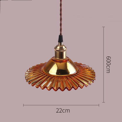 Retro Pleated Glass Pendant - Multiple Colors