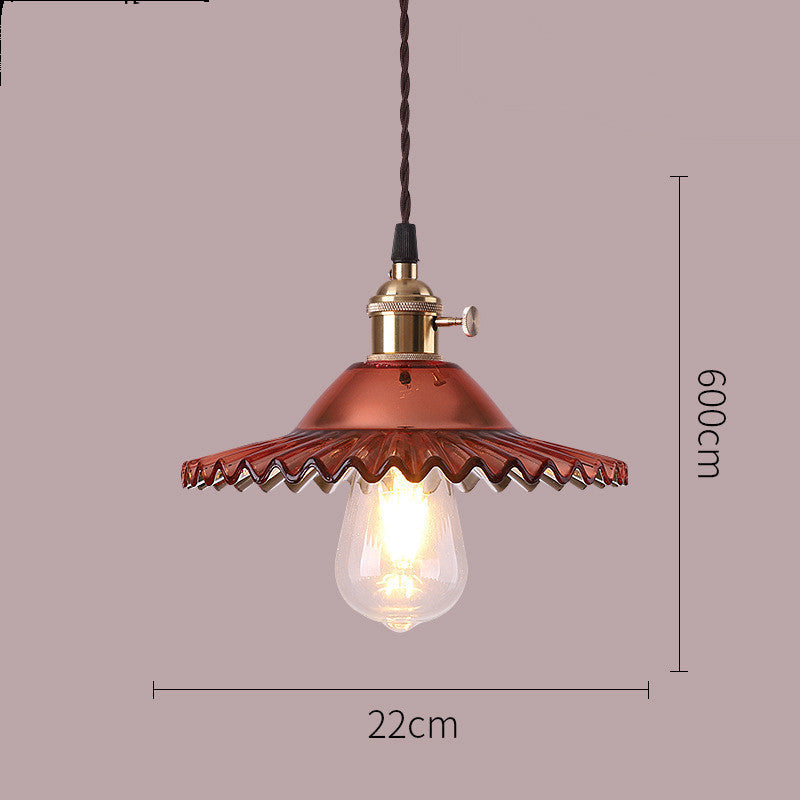 Retro Pleated Glass Pendant - Multiple Colors