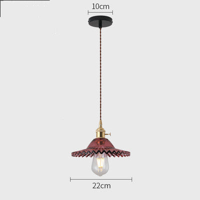 Retro Pleated Glass Pendant - Multiple Colors