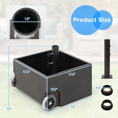 150 Pounds Patio Umbrella Base/Stand/Planter w/ Wheels in Black or Brown