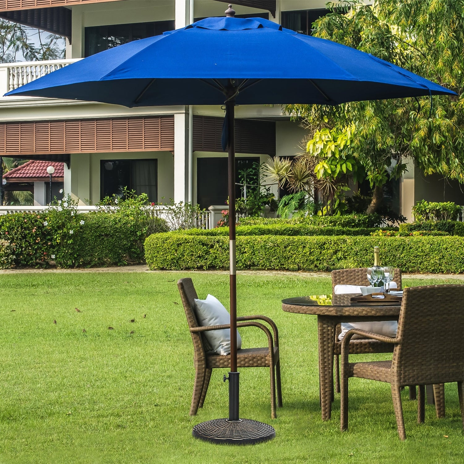 Wicker Style Patio Resin Umbrella Base - 22lb