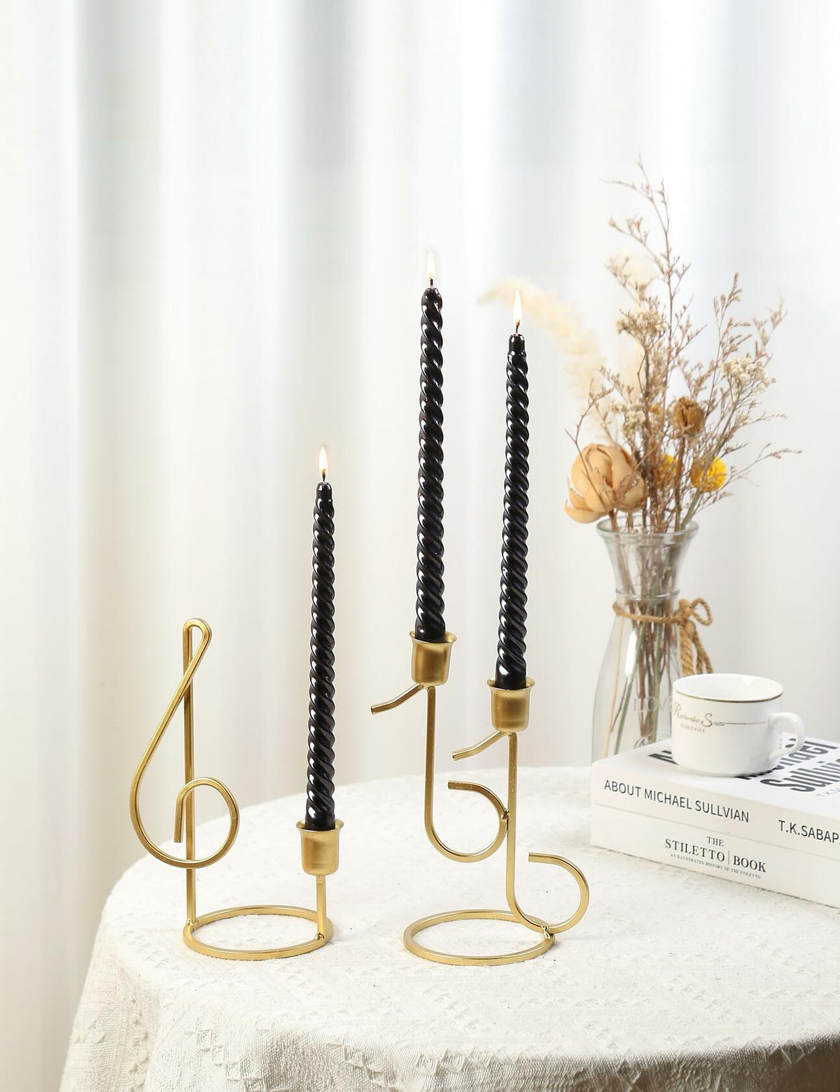 10" Black Dripless Taper Candles - Set of 4