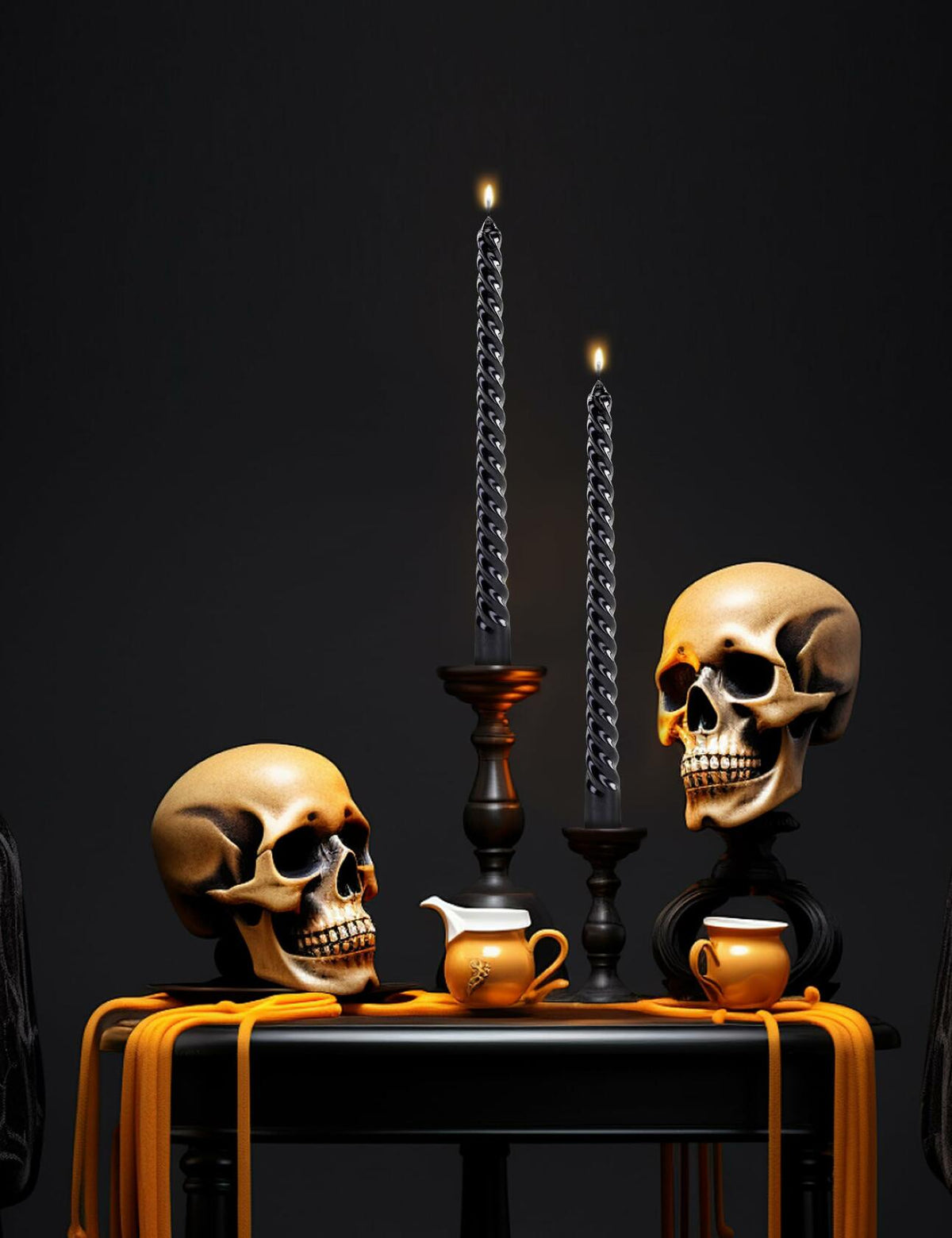 10" Black Dripless Taper Candles - Set of 4