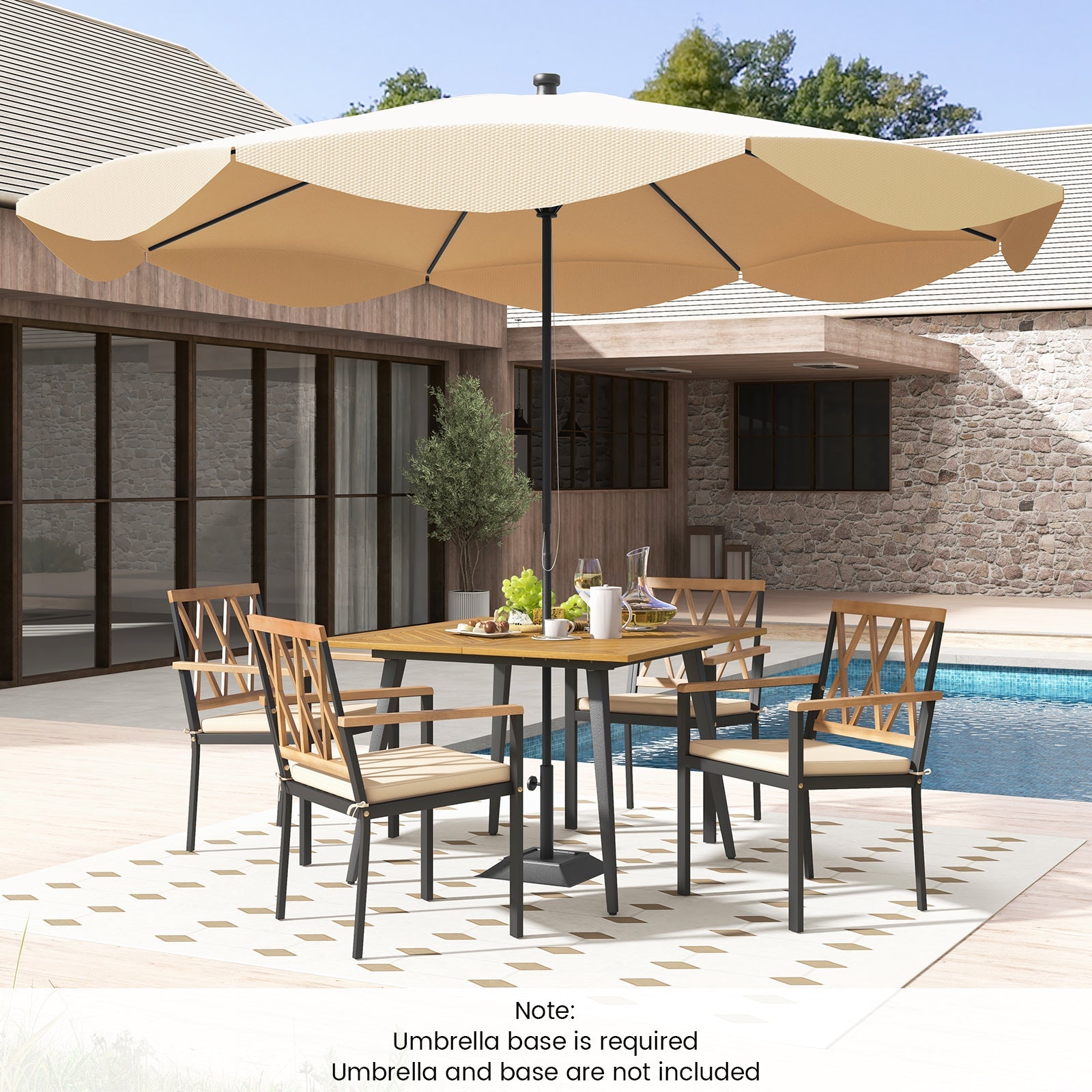 Outdoor Dining Set - 5 Piece with Cushioned Chairs