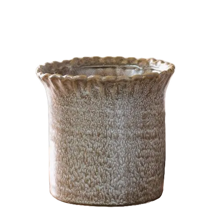 Brown Speck Scallop Top Vase