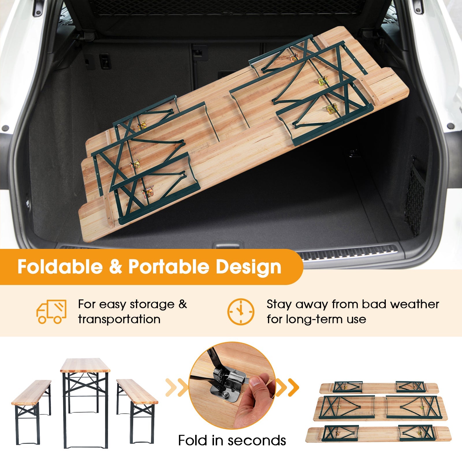 3 Pc Picnic Table/Bench Set