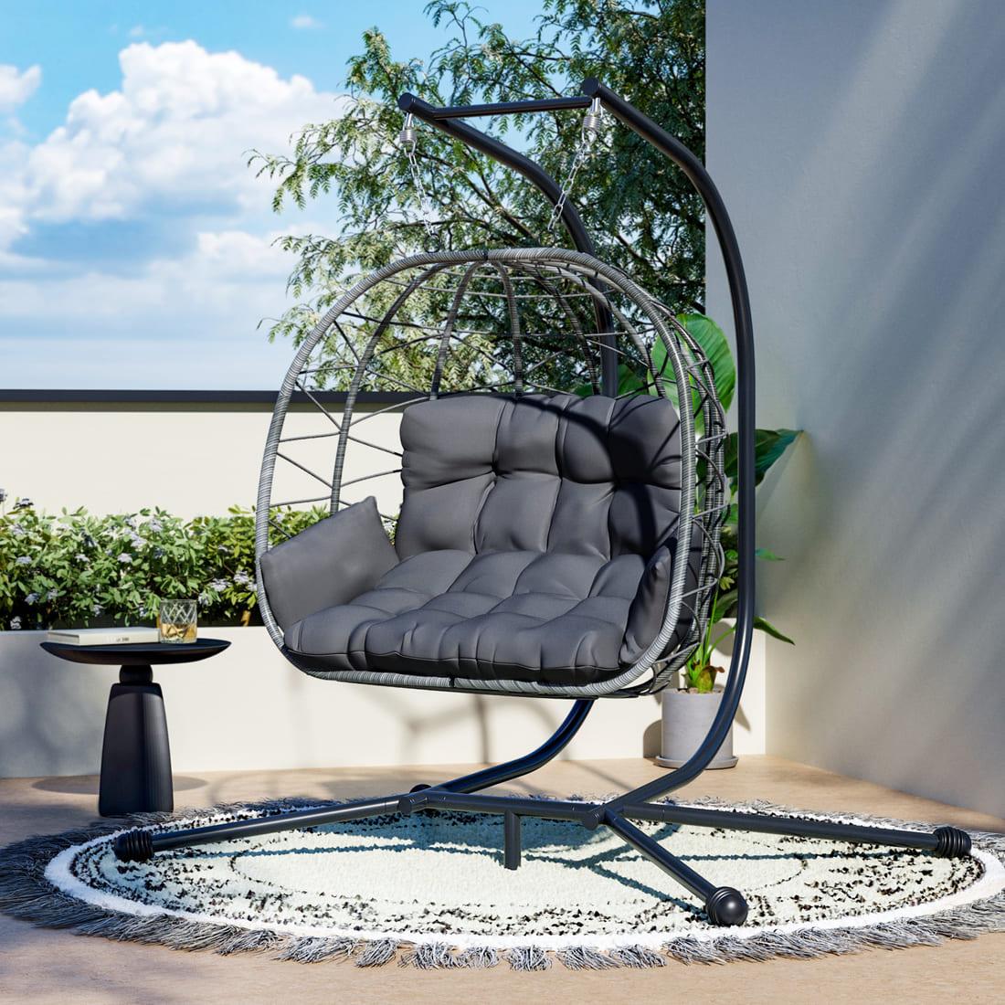 Indoor/Outdoor Hanging Swing Chair with Stand - 2 Colors
