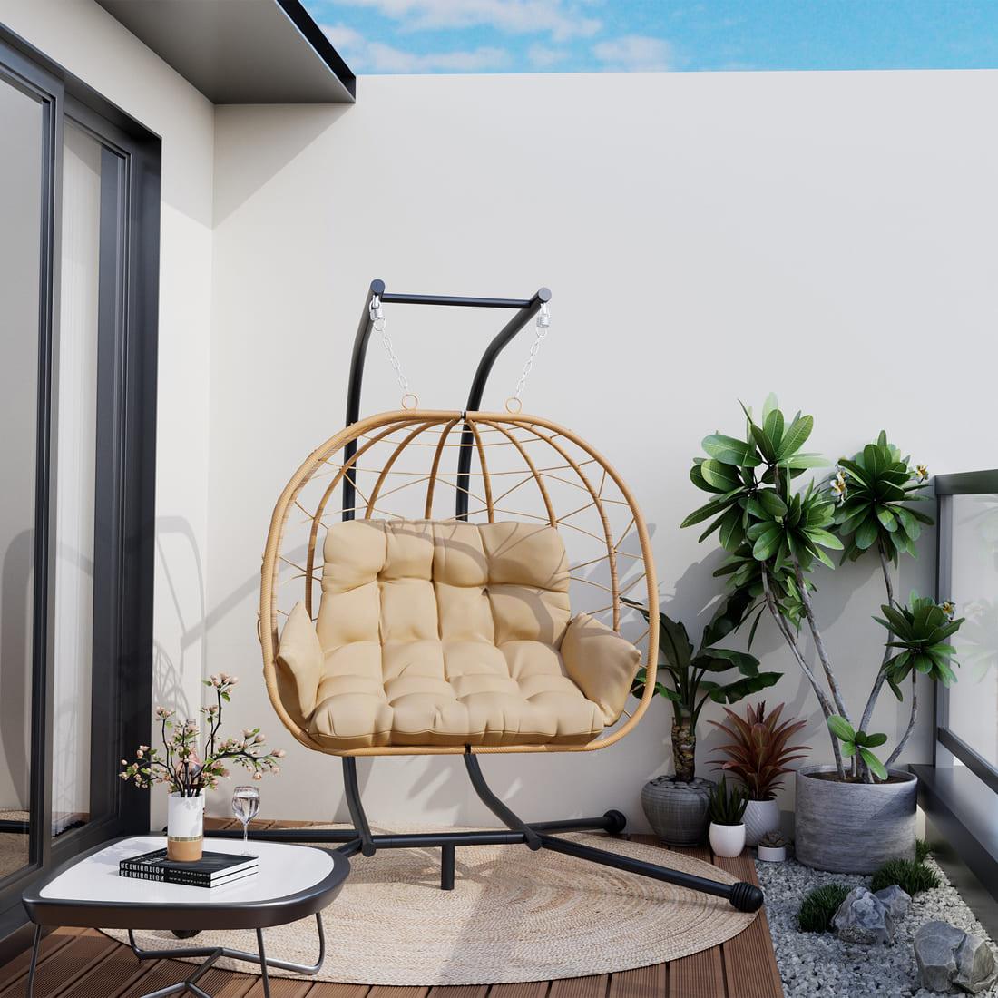 Indoor/Outdoor Hanging Swing Chair with Stand - 2 Colors