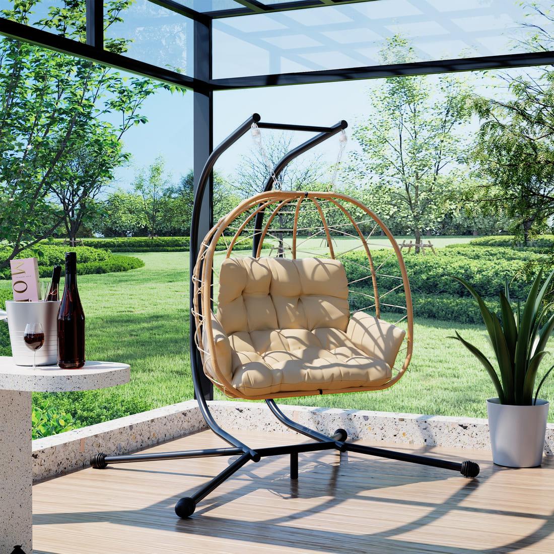 Indoor/Outdoor Hanging Swing Chair with Stand - 2 Colors