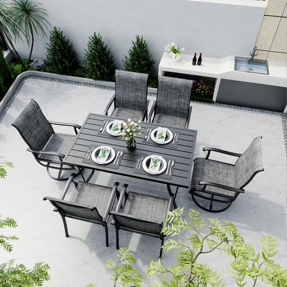 7-Piece Textilene Dining Set with 2 Swivel Chairs &amp; 4 Side Chairs