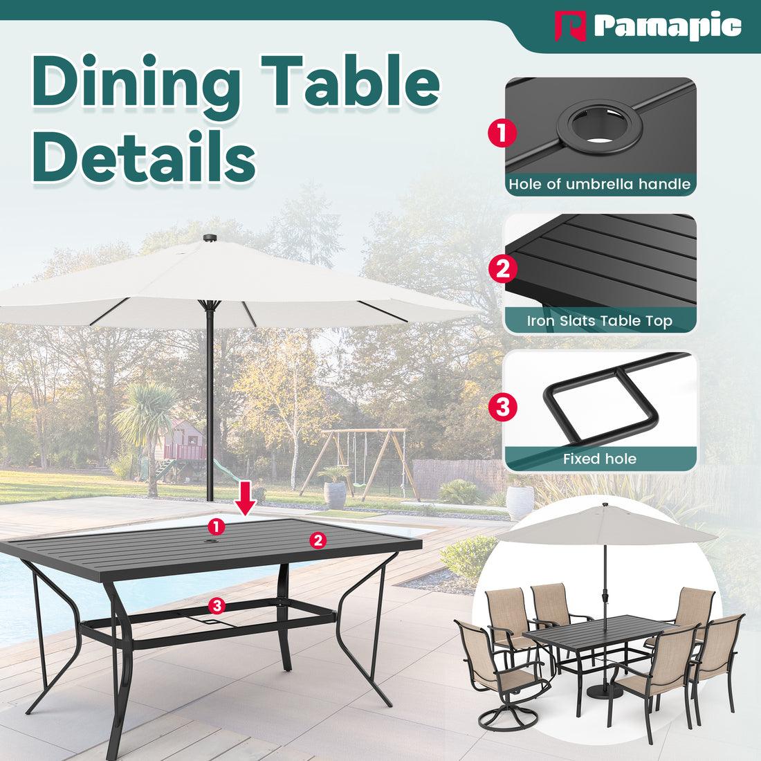 7-Piece Textilene Dining Set with 2 Swivel Chairs &amp; 4 Side Chairs