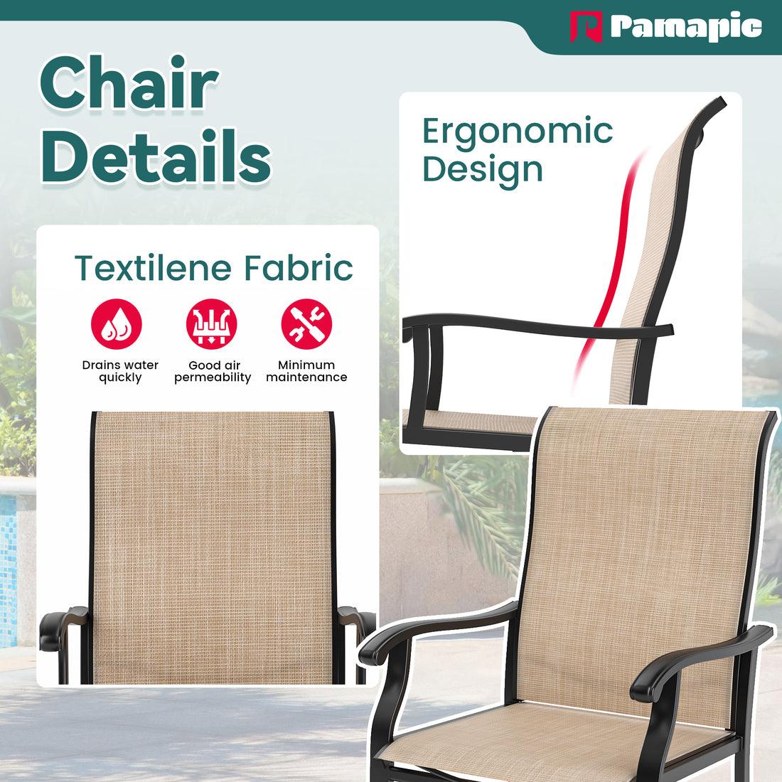 7-Piece Textilene Dining Set with 2 Swivel Chairs &amp; 4 Side Chairs