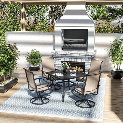 5-Piece Patio Dining Set with 4 Textilene Swivel Chairs